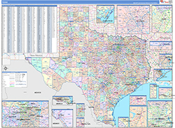Texas Wall Map Color Cast Style 2026