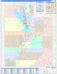 Utah Wall Map Color Cast Style 2024