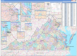 Virginia Wall Map Color Cast Style 2026