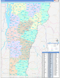 Vermont Wall Map Color Cast Style 2023