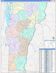 Vermont Wall Map Color Cast Style 2026