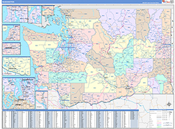 Washington Wall Map Color Cast Style 2026