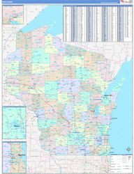 Wisconsin Wall Map Color Cast Style 2024