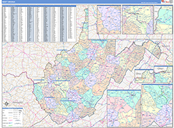 West Virginia Wall Map Color Cast Style 2026
