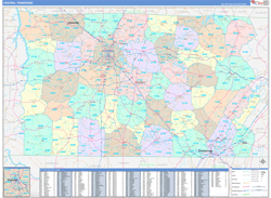 Tennessee Central Wall Map Color Cast Style 2024
