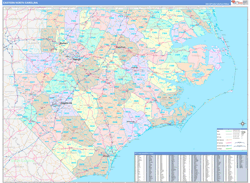 North Carolina Eastern Wall Map Color Cast Style 2024