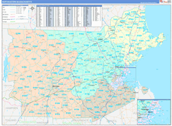 Massachusetts North Eastern Wall Map Color Cast Style 2024