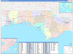 Florida Panhandle Wall Map Color Cast Style 2024