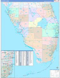 Florida Southern Wall Map Color Cast Style 2024