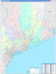 Maine Southern Wall Map Color Cast Style 2024