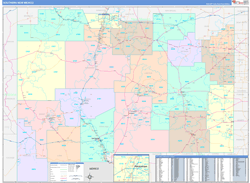 New Mexico Southern Wall Map Color Cast Style 2024