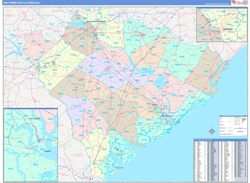 South Carolina Southern Wall Map Color Cast Style 2024