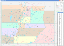 Utah Southern Wall Map Color Cast Style 2024