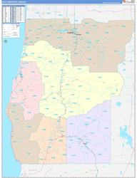 Oregon South Western Wall Map Color Cast Style 2025