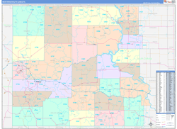 South Dakota Western Wall Map Color Cast Style 2024