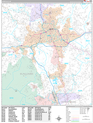 Asheville Wall Map Premium Style 2026