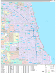 Chicago Wall Map Premium Style 2024