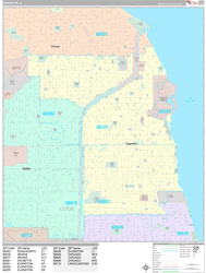 Evanston Wall Map Premium Style 2024