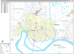 Evansville Wall Map Premium Style 2026