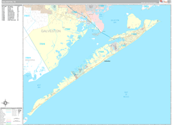 Galveston Wall Map Premium Style 2024