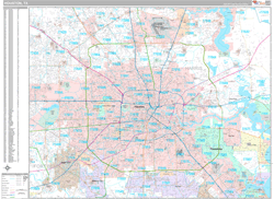 Houston Wall Map Premium Style 2024