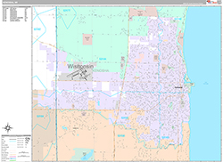Kenosha Wall Map Premium Style 2026