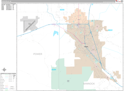 Pocatello Wall Map Premium Style 2024