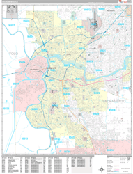Sacramento Wall Map Premium Style 2024