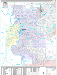 Sacramento Wall Map Premium Style 2026