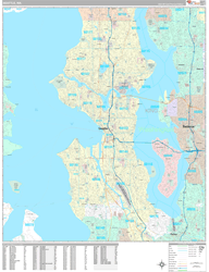 Seattle Wall Map Premium Style 2024
