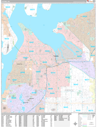 Tacoma Wall Map Premium Style 2024