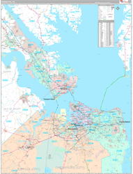 Tidewater Wall Map Premium Style 2024