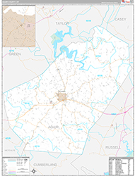 Adair County, KY Wall Map Premium Style 2026