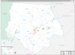 Ashe County, NC Wall Map Premium Style 2024