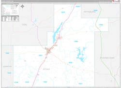 Atoka County, OK Wall Map Premium Style 2024