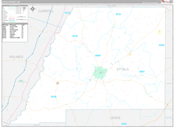 Attala County, MS Wall Map Premium Style 2024