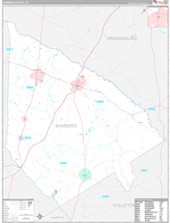Bamberg County, SC Wall Map Premium Style 2024