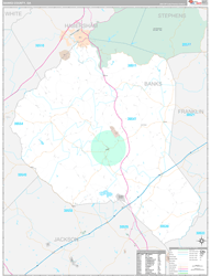 Banks County, GA Wall Map Premium Style 2024
