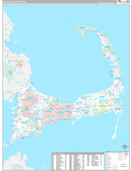 Barnstable County, MA Wall Map Premium Style 2024