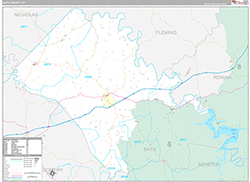 Bath County, KY Wall Map Premium Style 2026