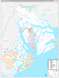 Beaufort County, SC Wall Map Premium Style 2024