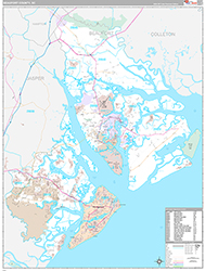 Beaufort County, SC Wall Map Premium Style 2026