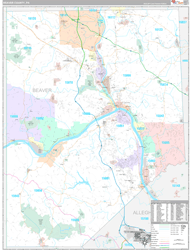 Beaver County, PA Wall Map Premium Style 2024
