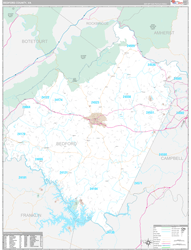 Bedford County, VA Wall Map Premium Style 2024