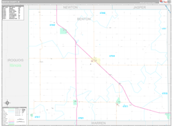 Benton County, IN Wall Map Premium Style 2024