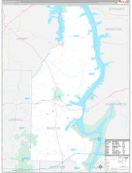 Benton County, TN Wall Map Premium Style 2024