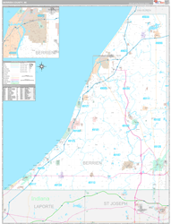 Berrien County, MI Wall Map Premium Style 2024