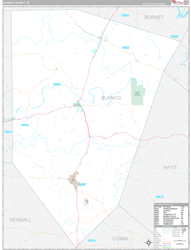 Blanco County, TX Wall Map Premium Style 2024