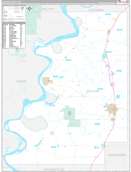 Bolivar County, MS Wall Map Premium Style 2024