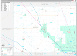 Boone County, IN Wall Map Premium Style 2024